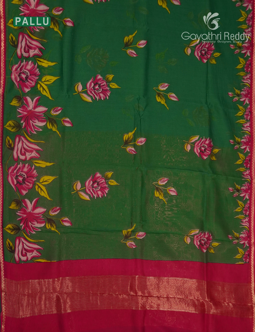 Pure Maheshwari Silk Saree in Green