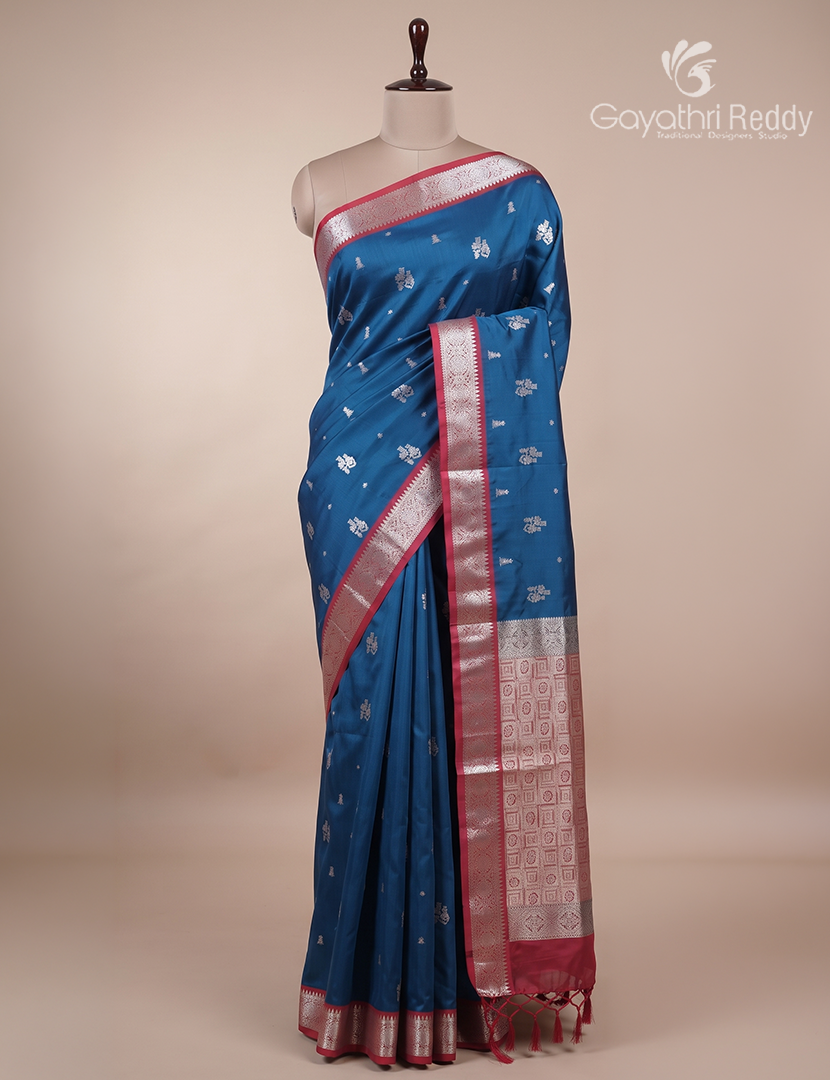 Soft Silk Saree in Deep Peacock Blue