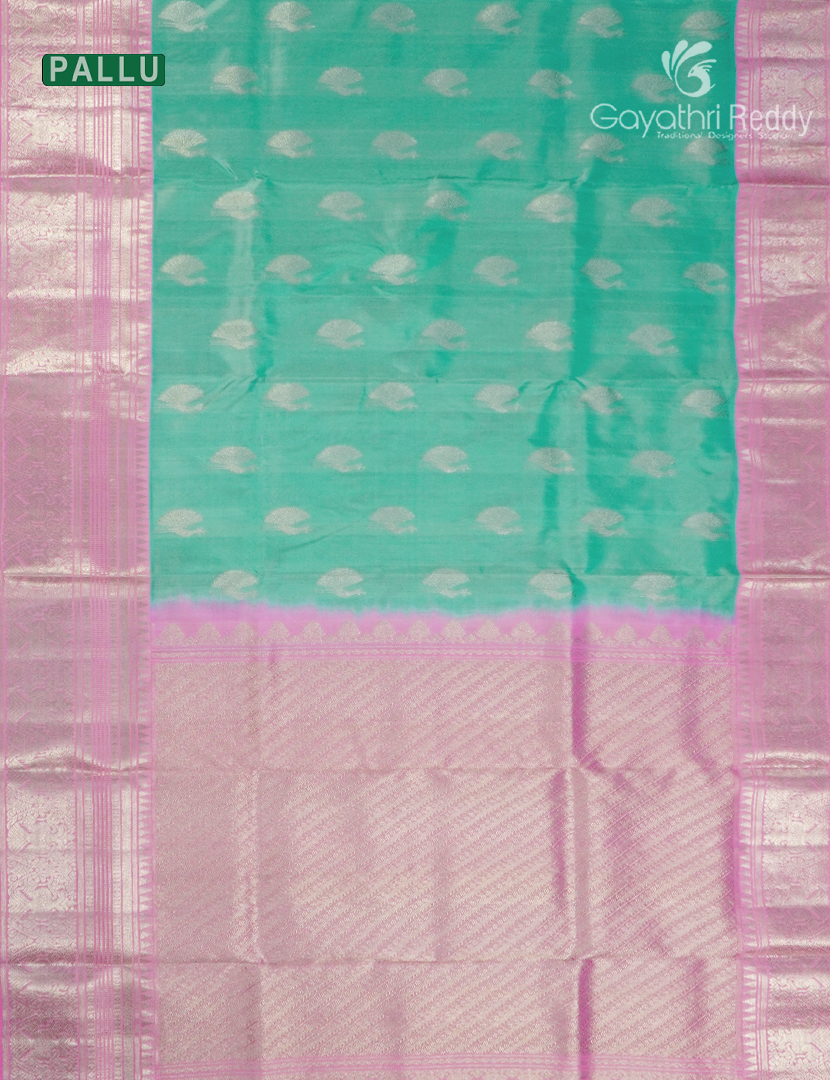 Pure Venkatagiri Silk Saree in Sea Green and Baby Pink