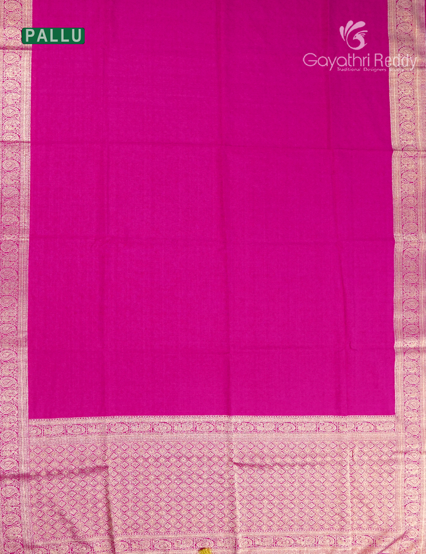 Semi Tussar Saree in Rani Pink