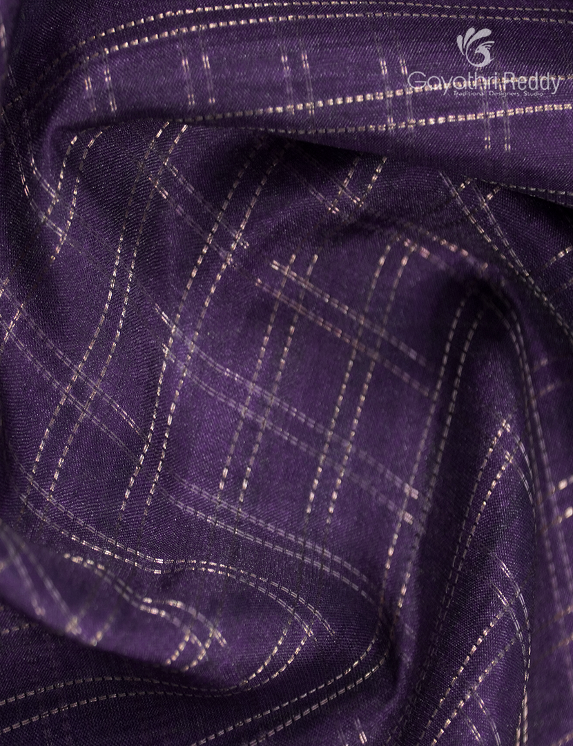 Semi Tussar Saree in Deep Purple and Sea Green