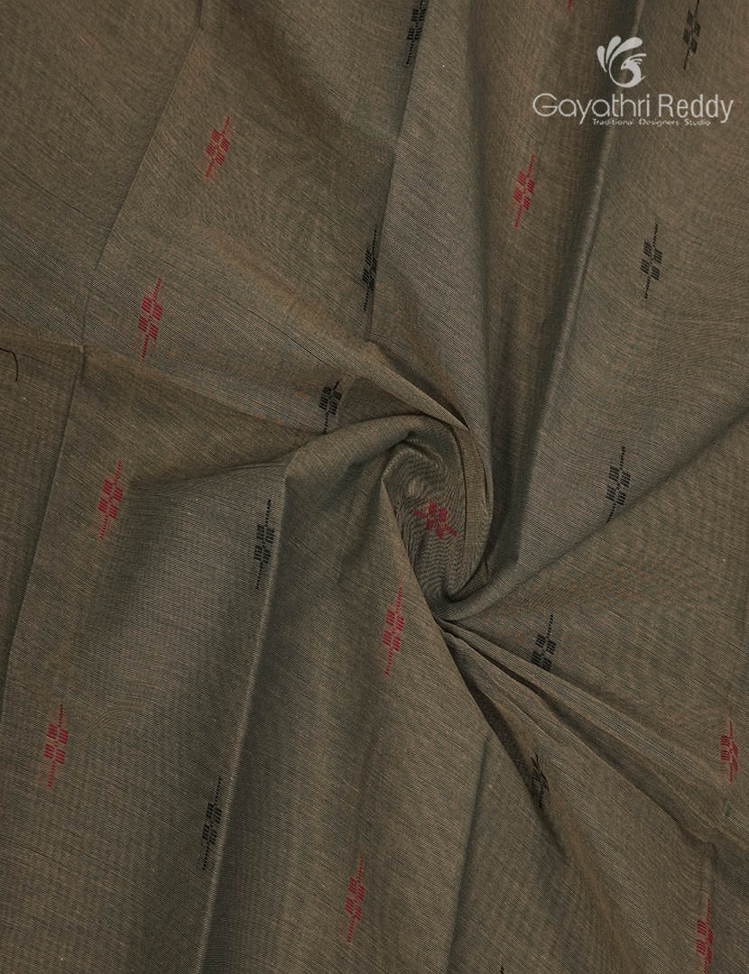 Pure Kanchi Cotton Saree in Deep Olive Grey