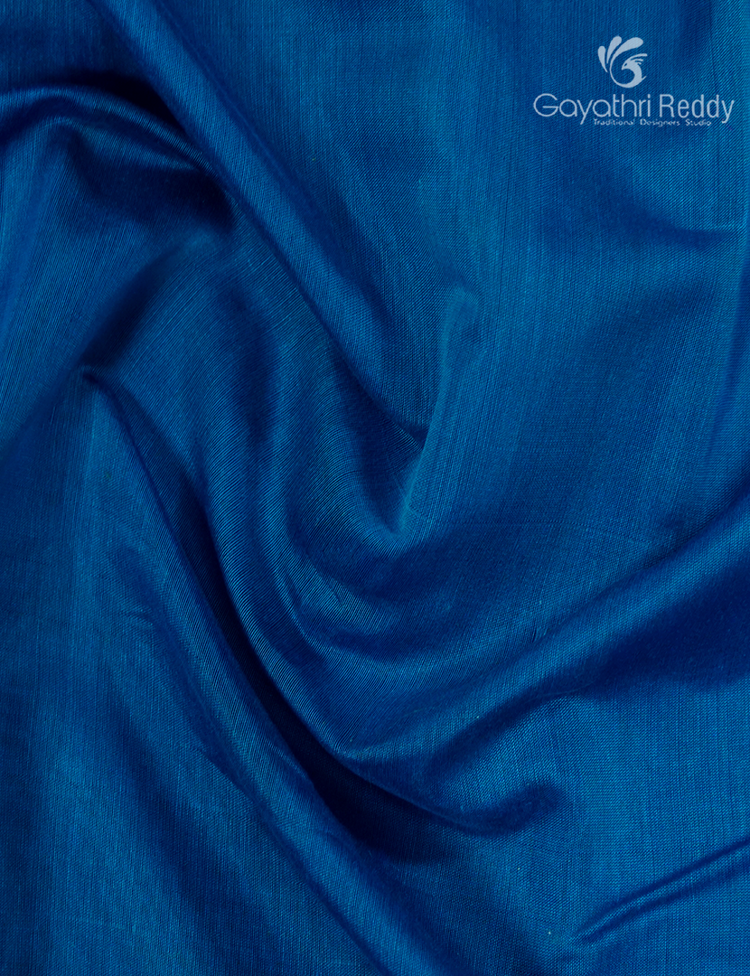 Pure Kanchi Sico Saree in Cobalt Blue and Red