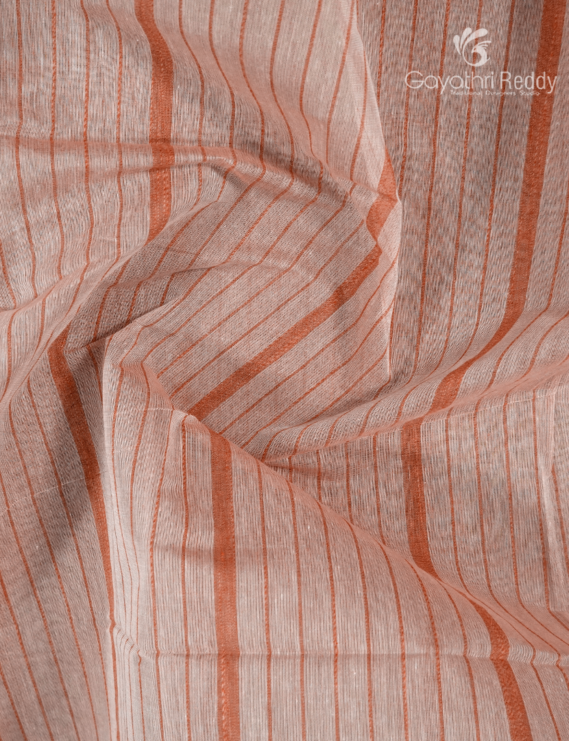 Pure Handloom Cotton Saree in Pastel Peach