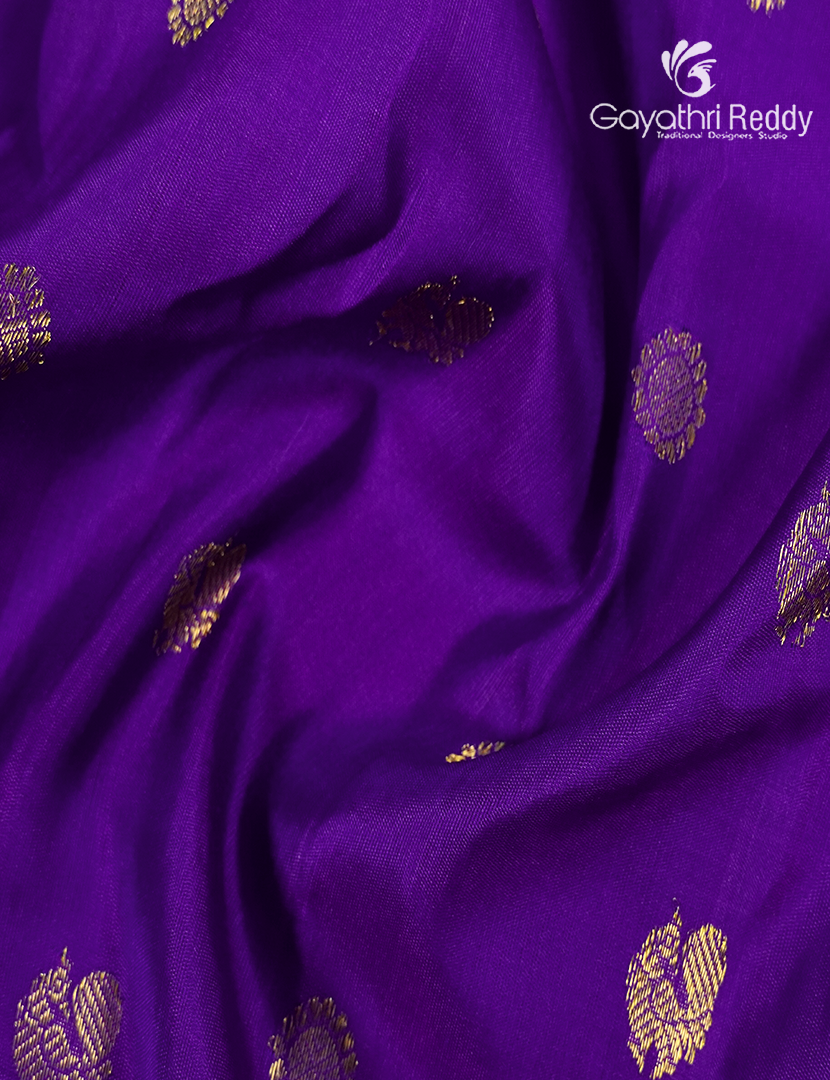 Pure Gadwal Silk Saree in Deep Violet
