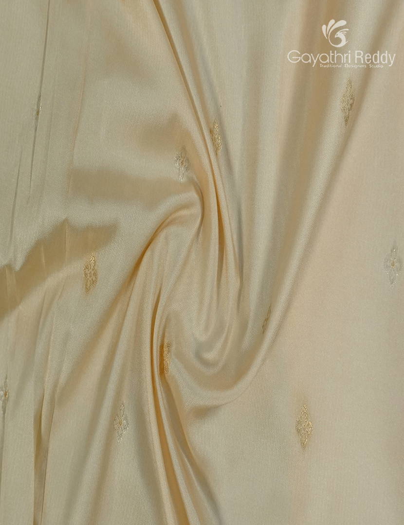 Semi Kanchipuram Art Silk Saree in Cream and Gold