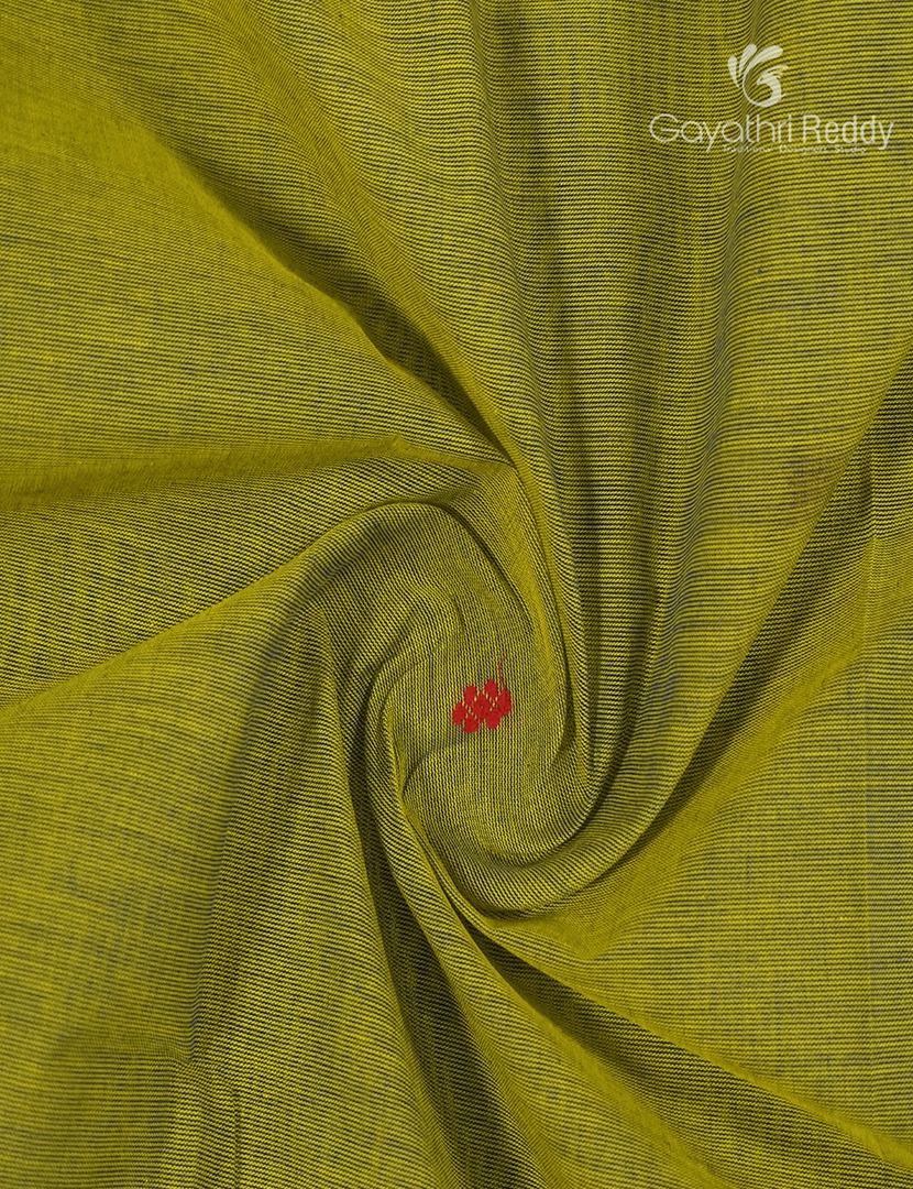 Pure Handloom Cotton Saree in Mehendi Green