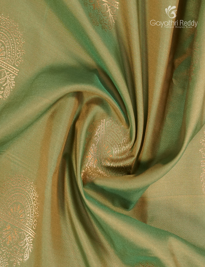 Semi Kanchipuram Art Silk Saree in Light Mehendi Green
