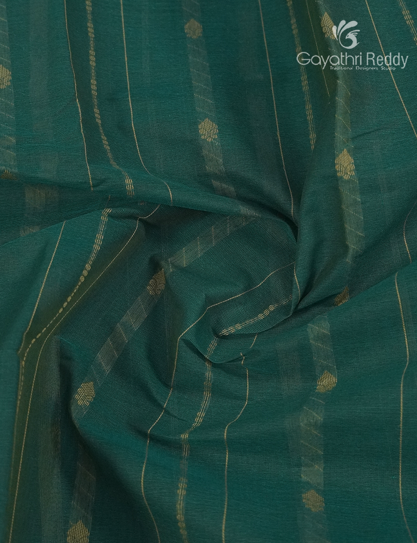 Pure Kanchi Cotton Saree in Deep Rama Green
