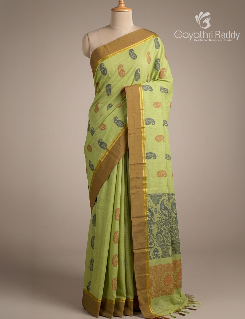 Pure Kanchi Cotton Saree in Green