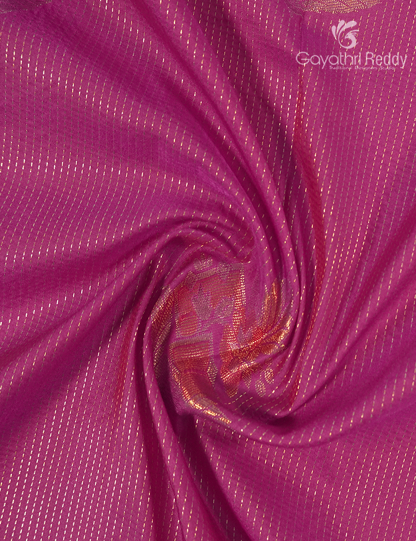 Semi Kanchipuram Silk Saree in Lotus Pink and Parrot Green