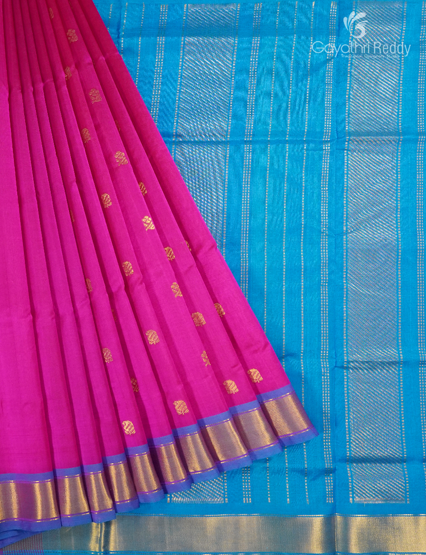 Pure Arani Sico Saree in Pink and Sky Blue