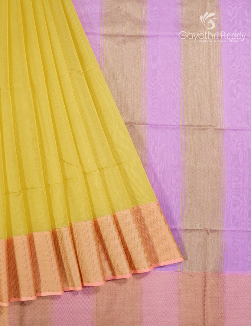 Pure Chanderi Sico Saree in Golden Yellow