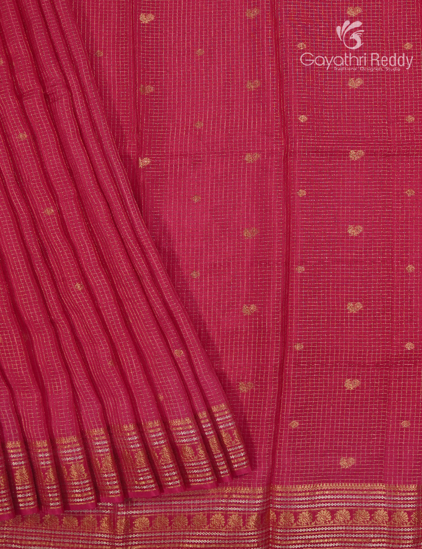Semi Mysore Crepe Saree in Rani Pink