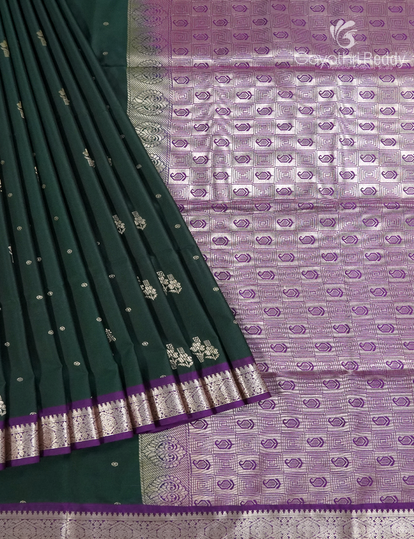 Soft Silk Saree in Deep Green and Deep Magenta