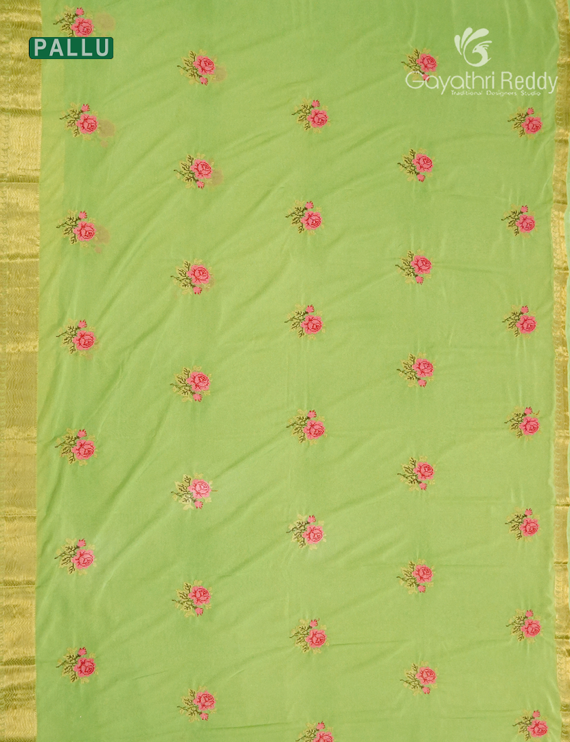Chiffon saree in Apple Green