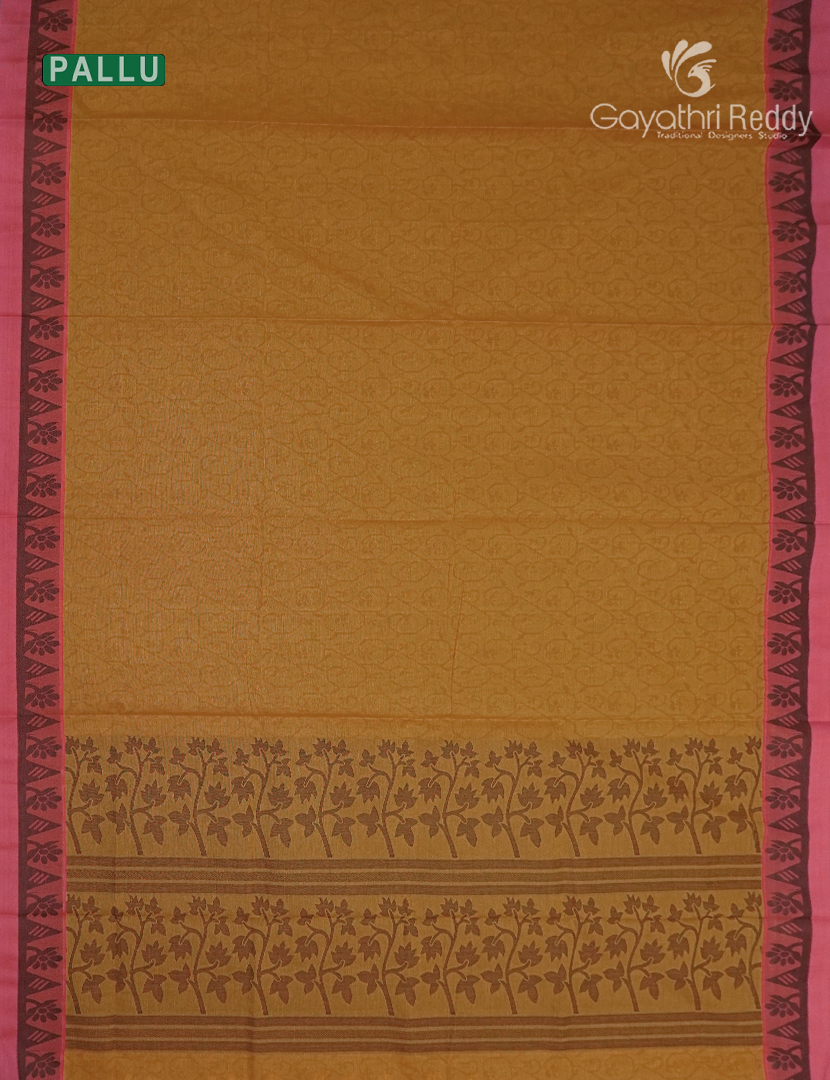 Pure Kanchi Cotton Saree in Yellow