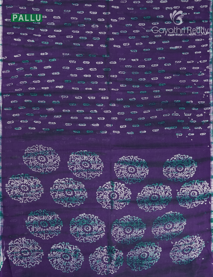 Cotton Batik Print Saree in Deep Violet