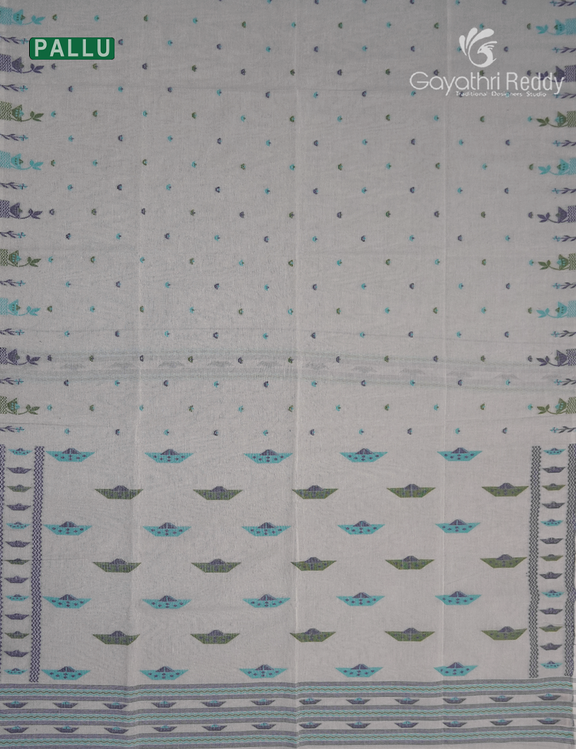 Jamdani Cotton Saree in Pastel Grey