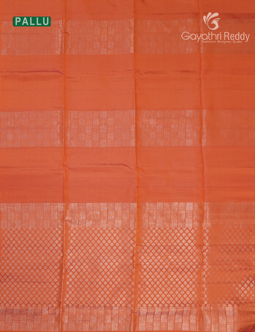 Pure  Kanchipuram Light Weight Silk Saree in Orange