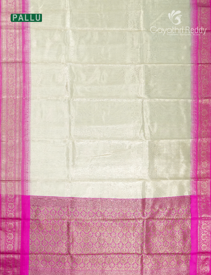 Semi Tissue Gadwal Saree in Cream and Hot Pink