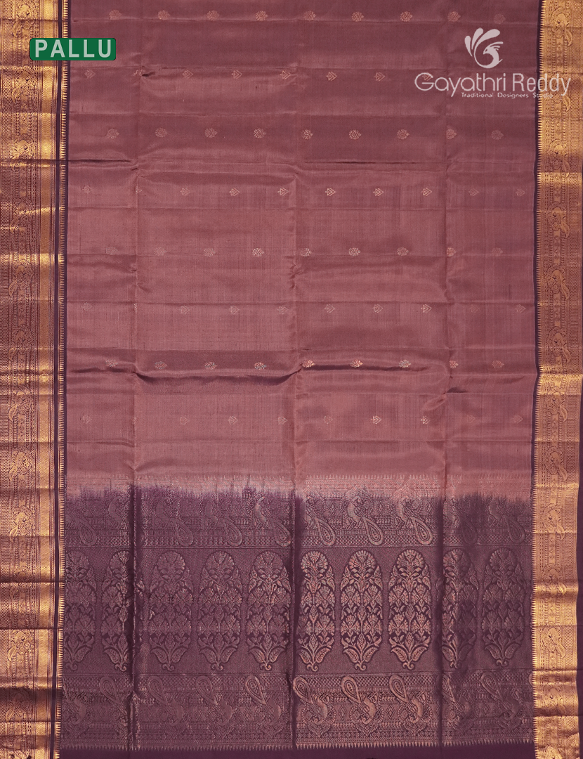 Pure Kanchipuram Soft Silk Saree in Wine and Brown