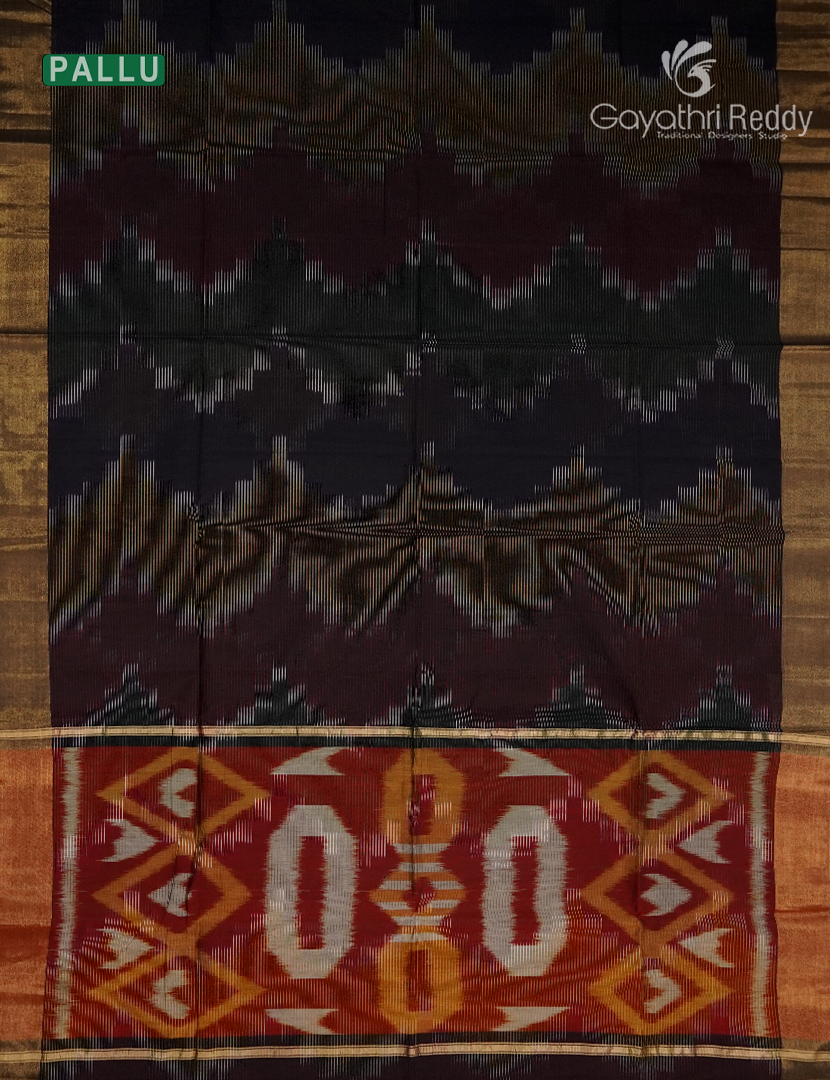 Semi Ikat Sico Saree in Navy Blue