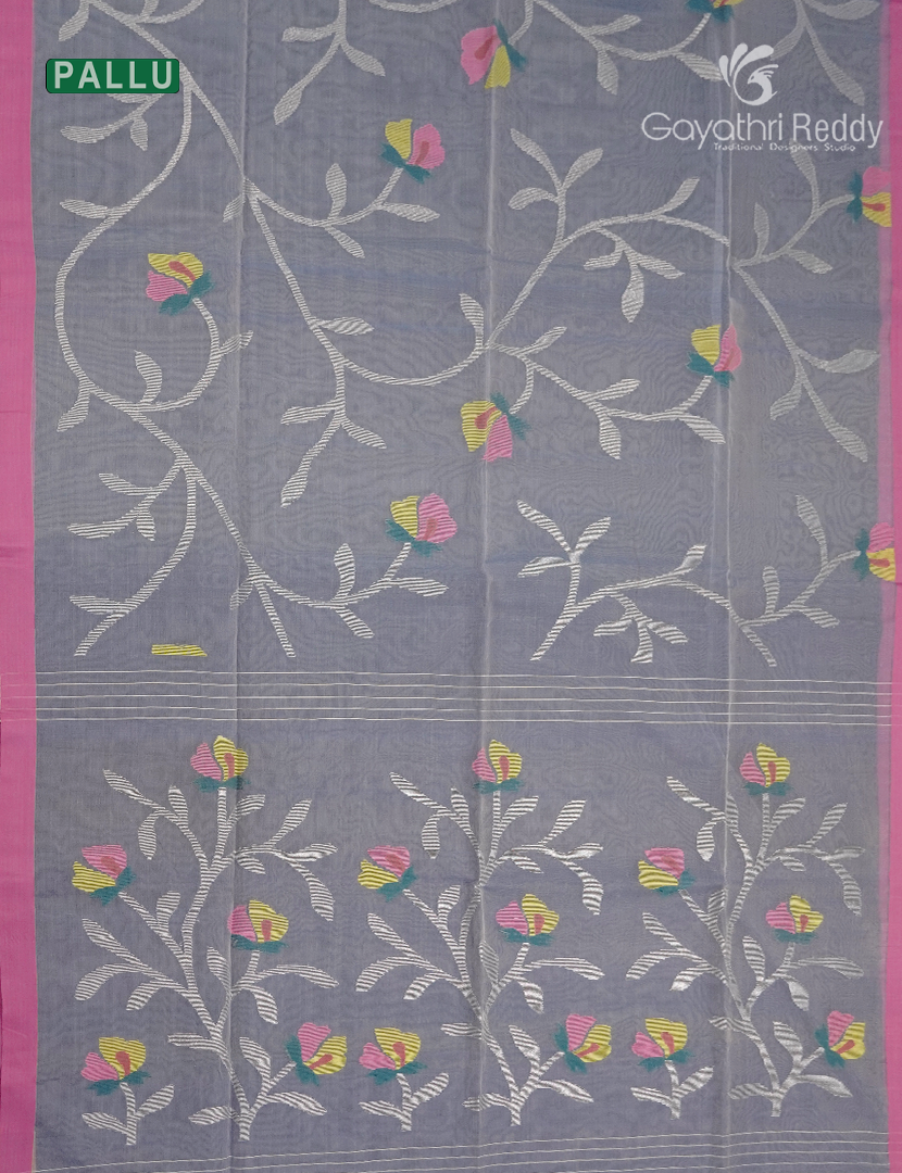 Pure Jamdani Kora Saree in Powder Blue