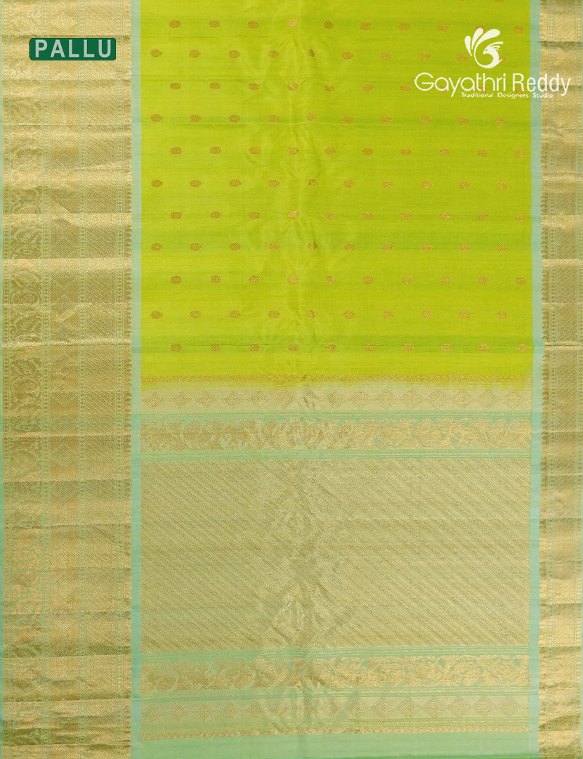 Pure Gadwal Silk Saree in Apple Green