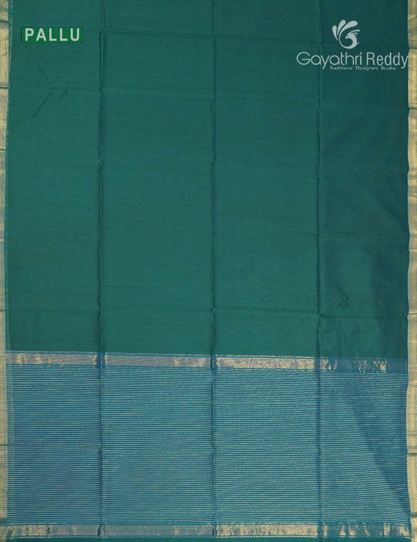 Pure Chanderi Sico Saree in Deep Peacock Green and Blue