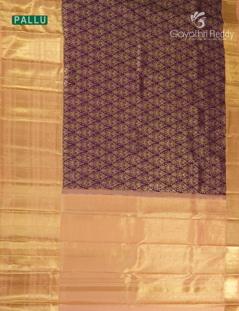 Pure Kanjivaram Bridal Silk in Burgundy and Apricot Peach