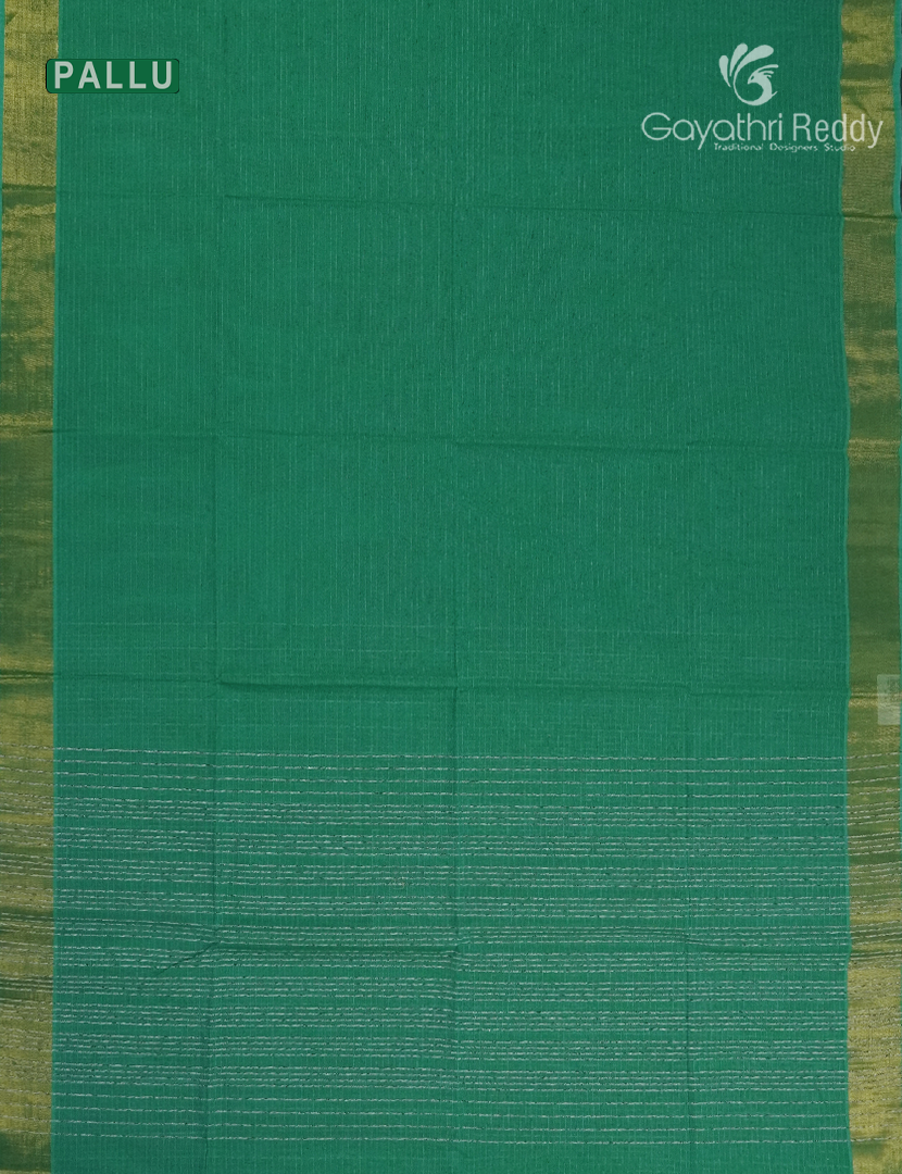 Pure Handloom Cotton Saree in Rama Green