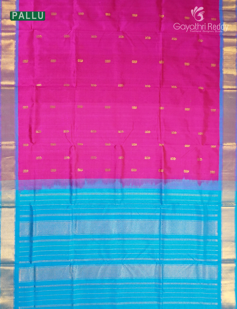 Pure Arani Sico Saree in Pink and Sky Blue