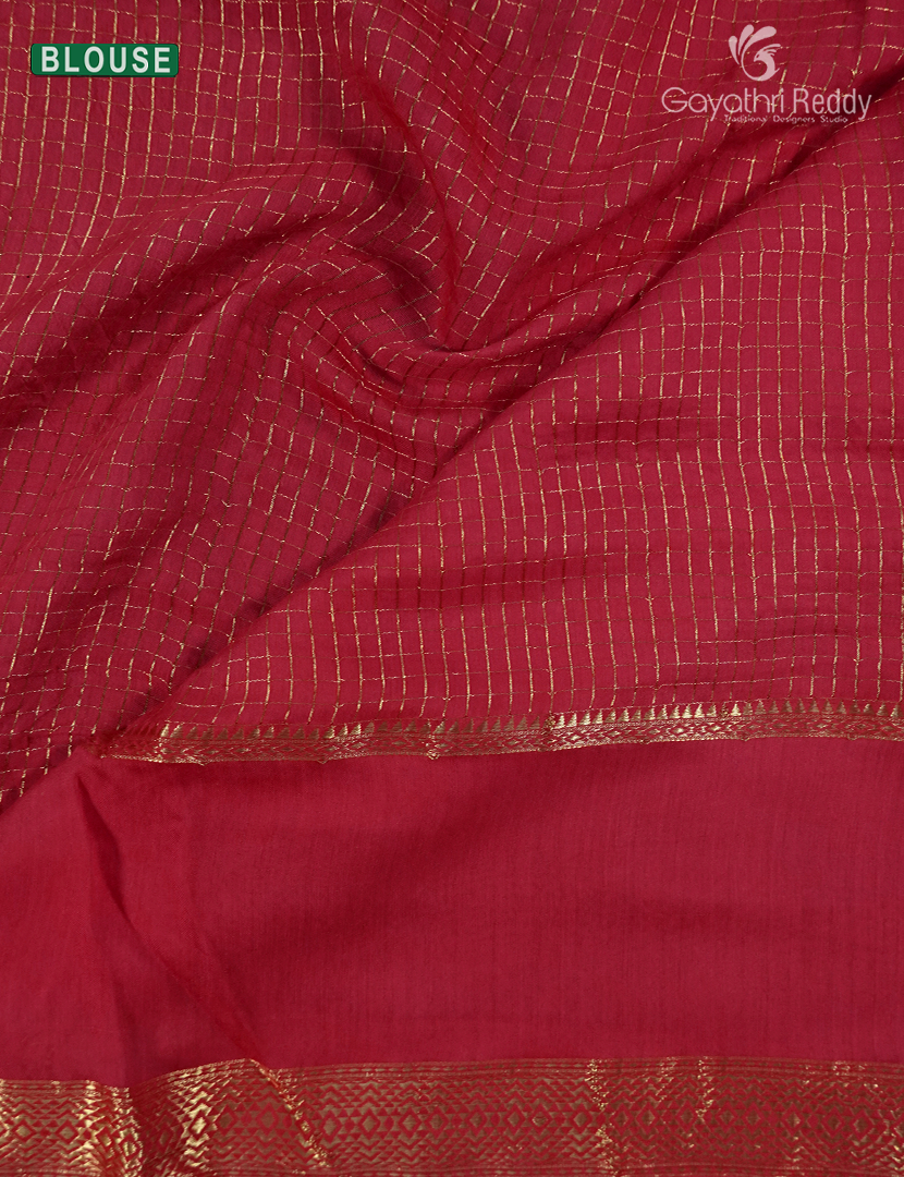 Semi Mysore Crepe Saree in Brown and Ruby Pink