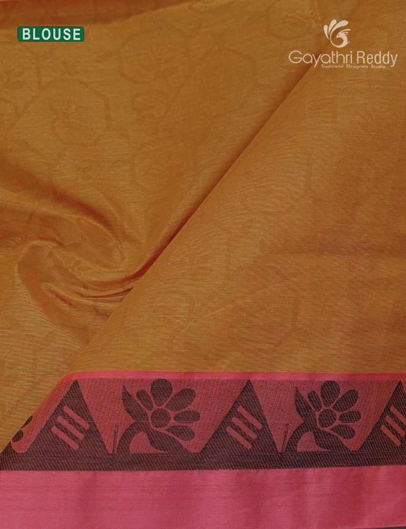 Pure Kanchi Cotton Saree in Yellow