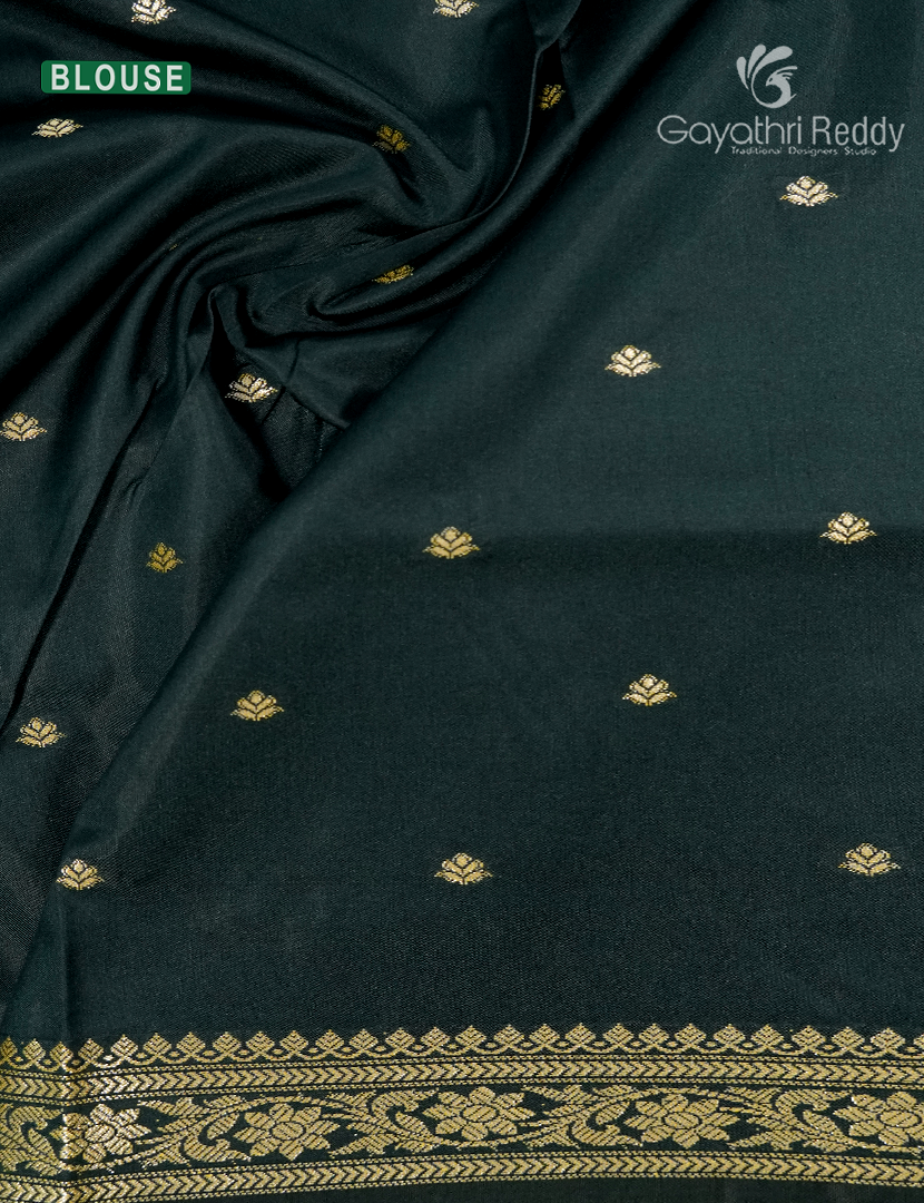 Pure Valkalam Silk Saree in Bottle Green