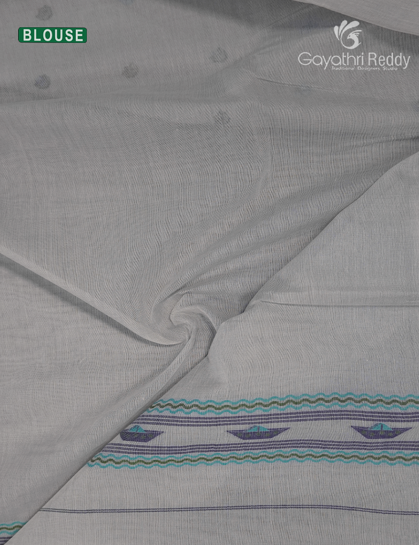Jamdani Cotton Saree in Pastel Grey
