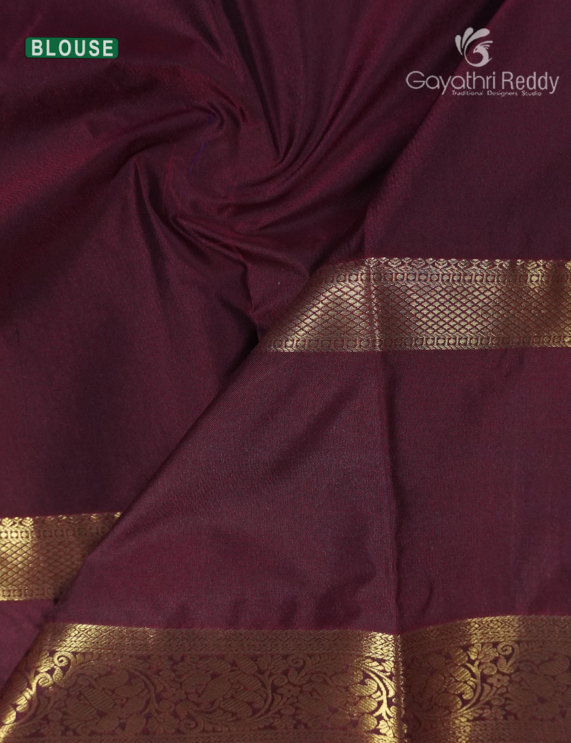 Semi Kanchipuram Silk Saree in Deep Violet and Magenta