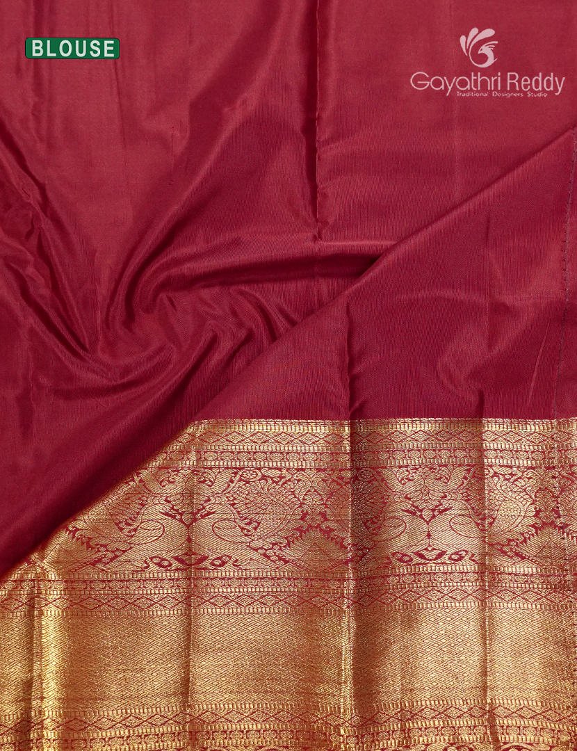 Semi Kanchipuram Silk Saree in Maroon Red