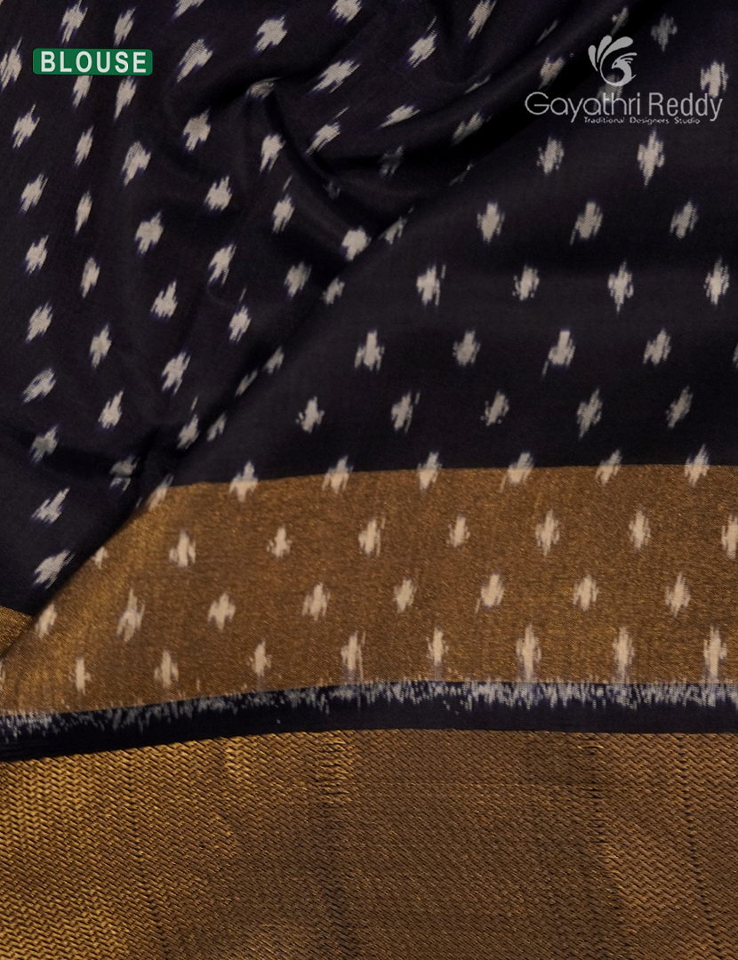 Pure Ikat Silk Saree in Yellow and Black