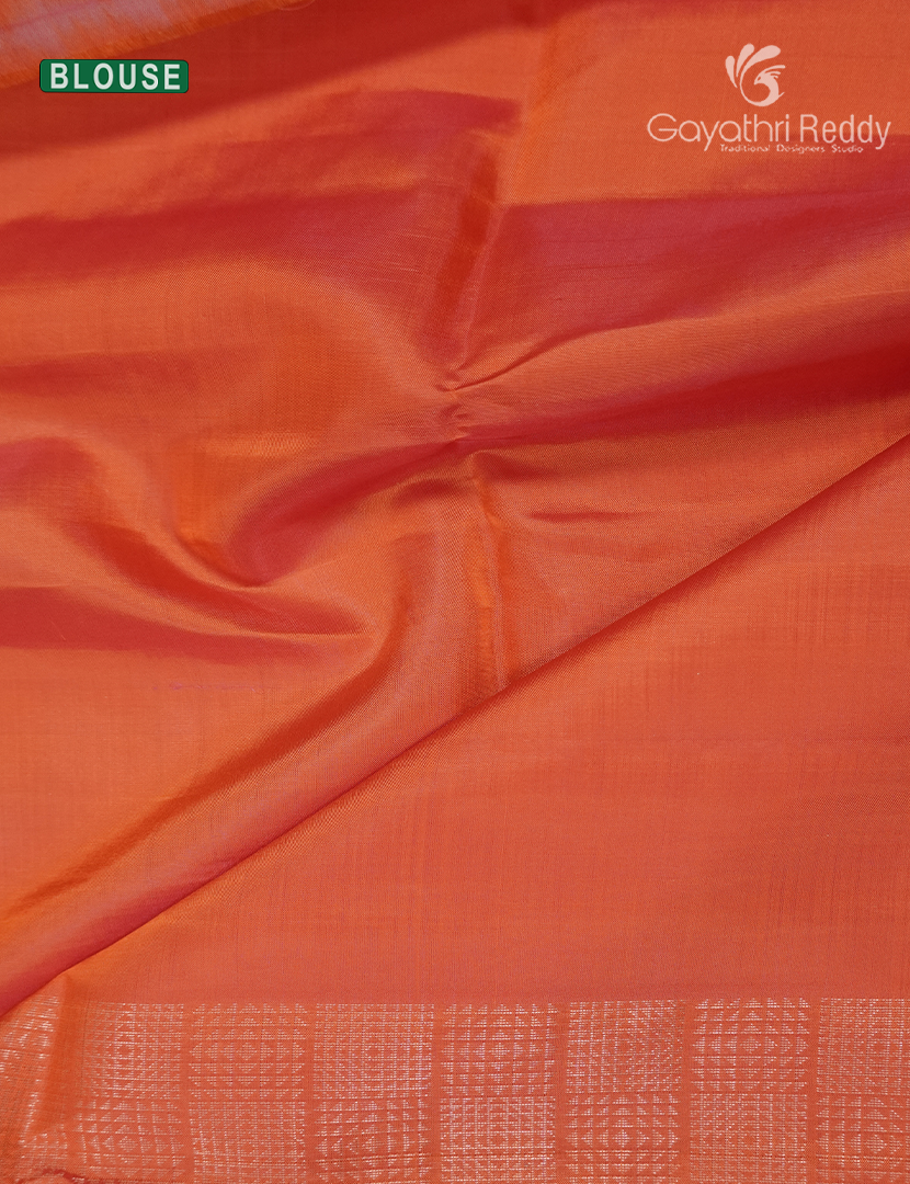 Pure  Kanchipuram Light Weight Silk Saree in Orange