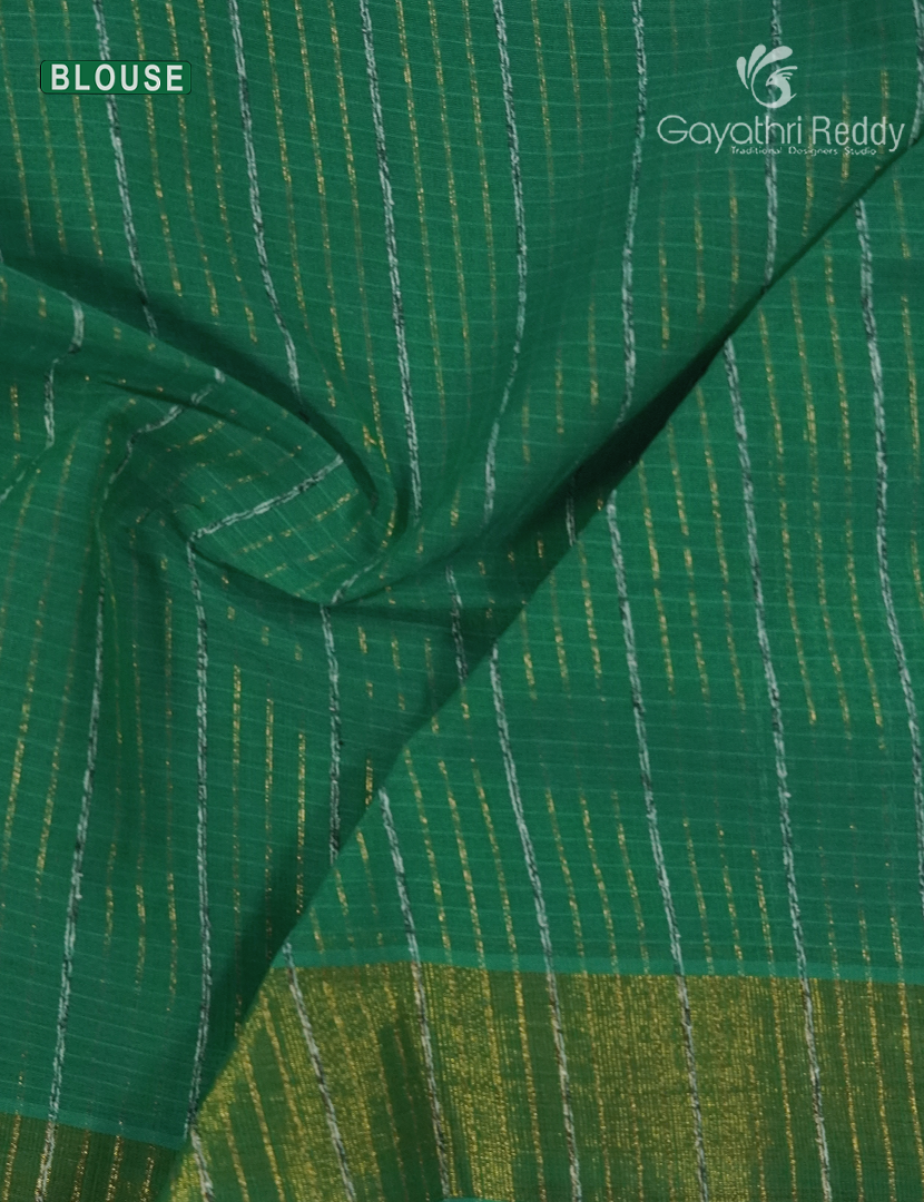 Pure Handloom Cotton Saree in Rama Green