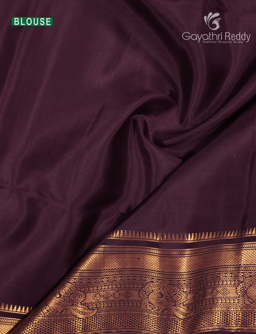 Pure Kanchipuram Soft Silk Saree in Wine and Brown