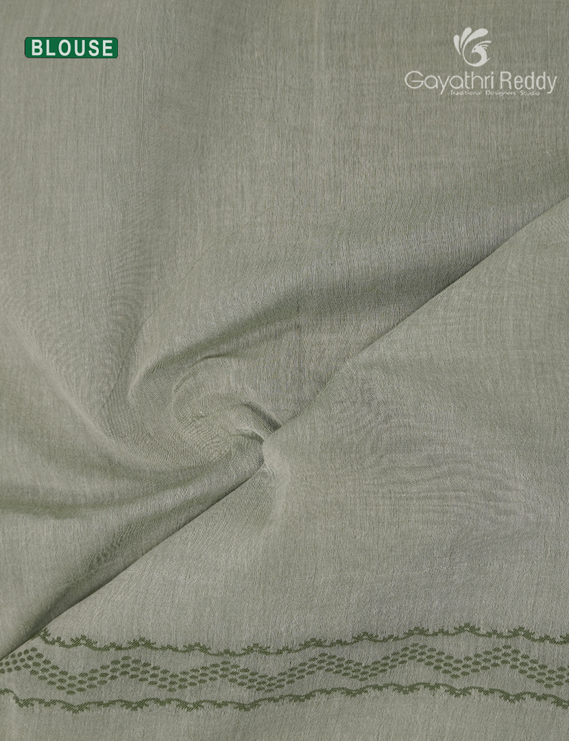 Jamdani Cotton Saree in Pista Green