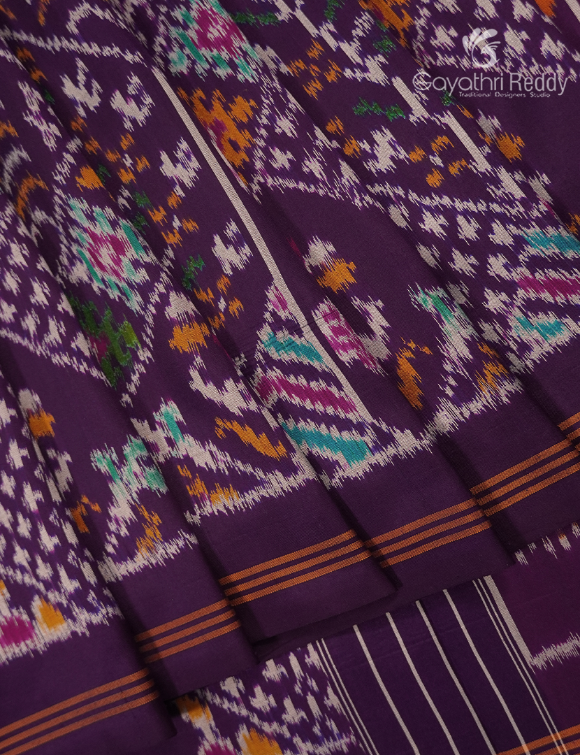 Pure Ikat Silk Saree in Deep Violet