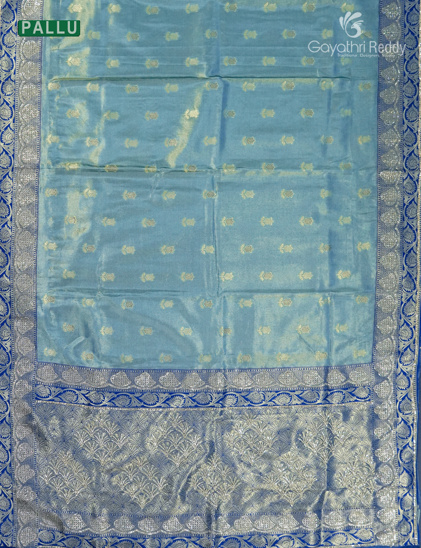 Semi Kanchipuram Silk Fancy Saree in Sea Blue and Indigo Blue