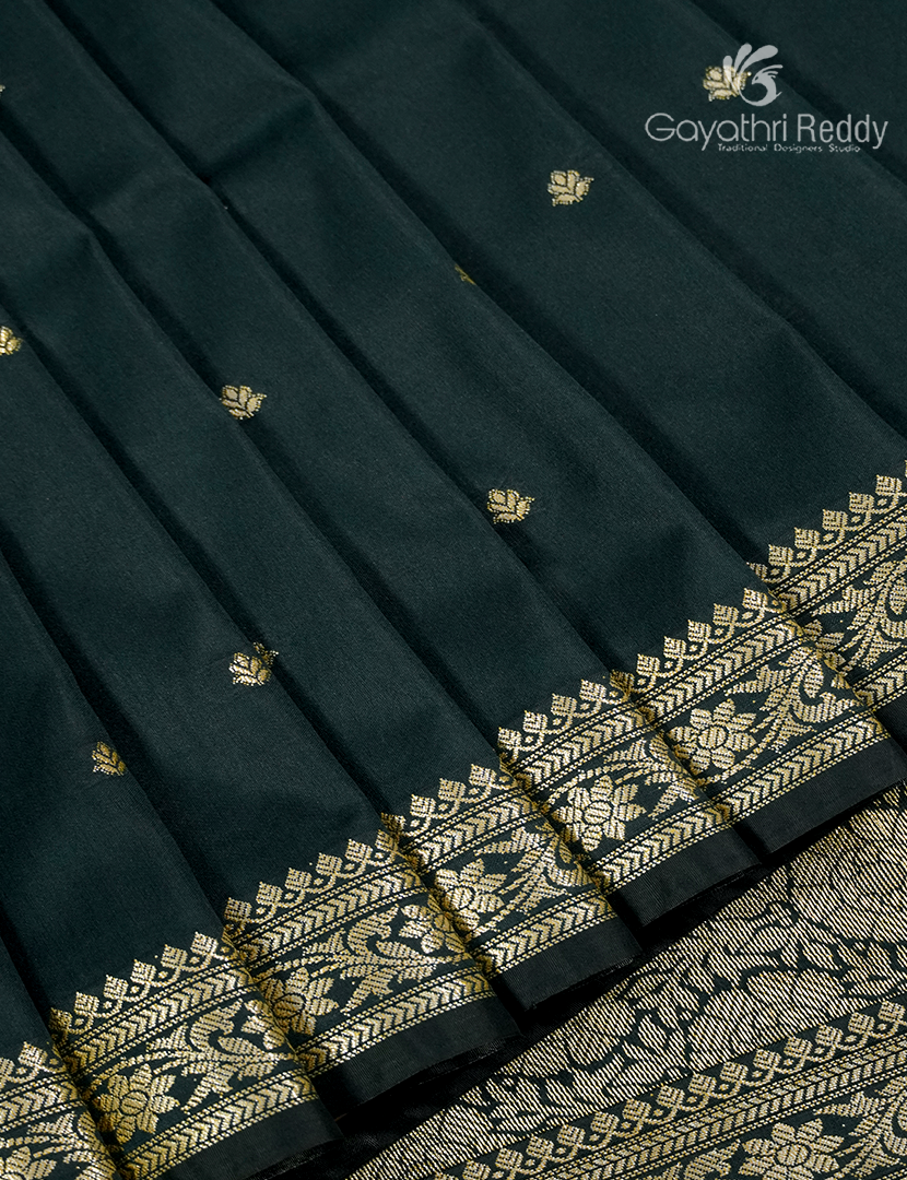 Pure Valkalam Silk Saree in Bottle Green