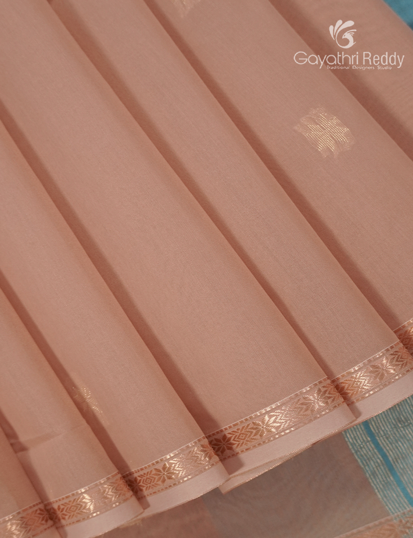 Kanchipuram Sico Saree in Pastel Peach and Sky Blue