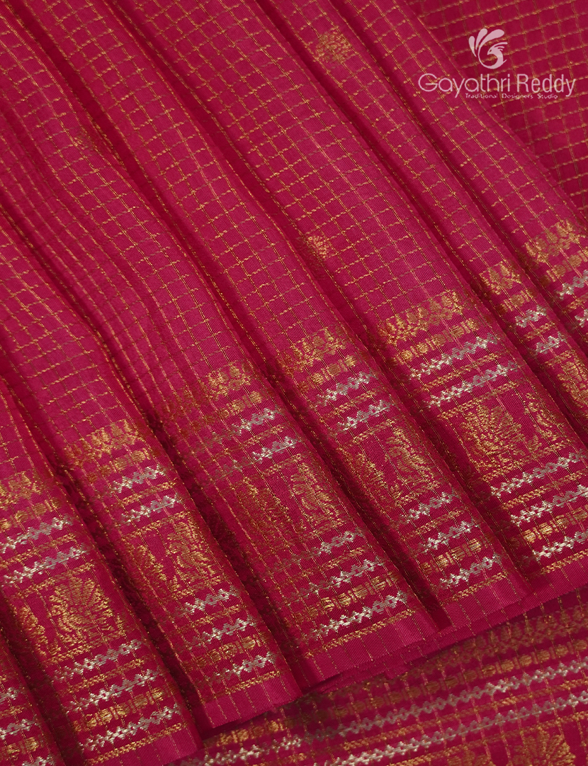 Semi Mysore Crepe Saree in Rani Pink