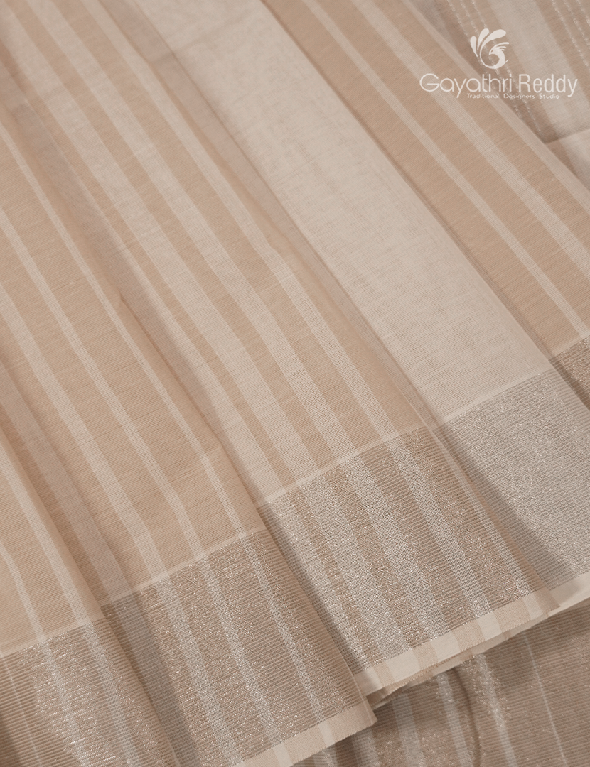 Pure Kanchi Cotton Saree in Cream and Beige